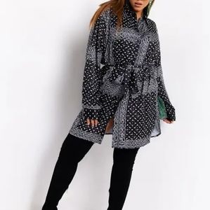Long Sleeve Bling Bandana Mini Dress by Akira